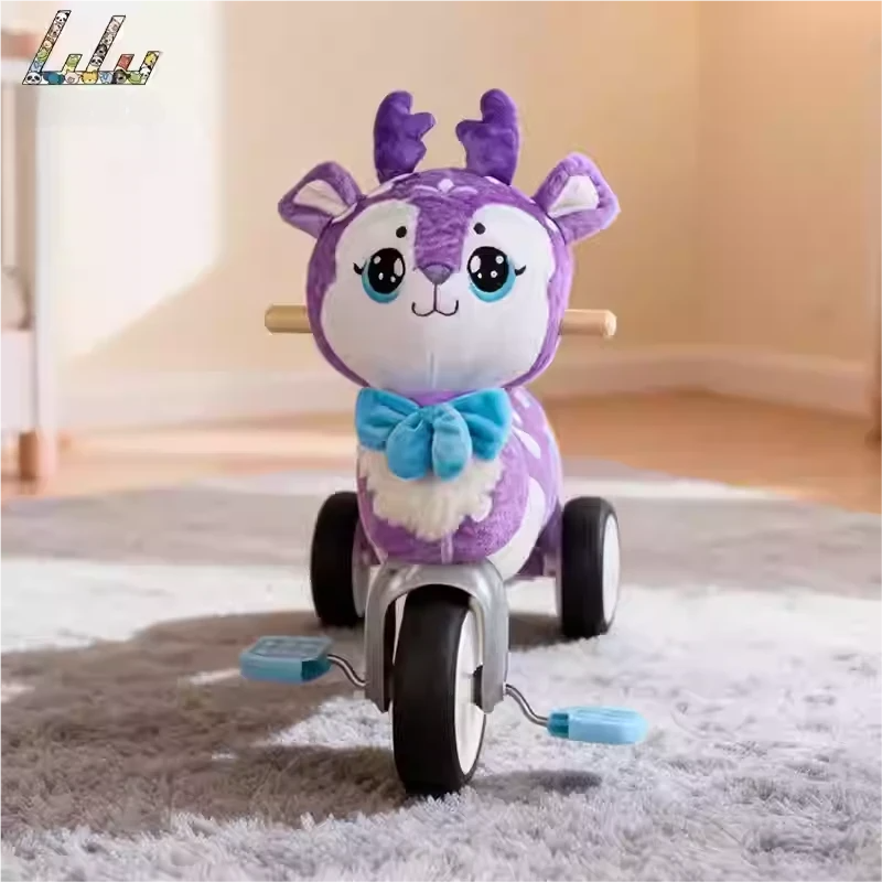 Children's Toddler Iron Ride-On Tricycle Purple Deer Pedal 3-Wheeled Toy Bicycle Training Wheels 2-5 Years Old Unisex