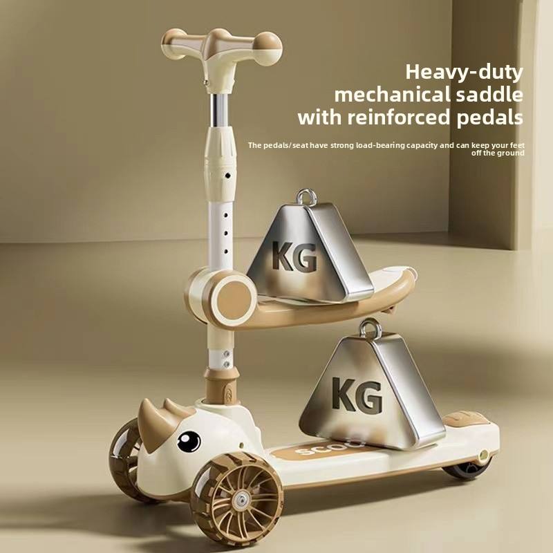 Children's 3+ Years New Three-in-one Multi-functional Polypropylene 3-wheel Foldable Balance Scooter with Seat
