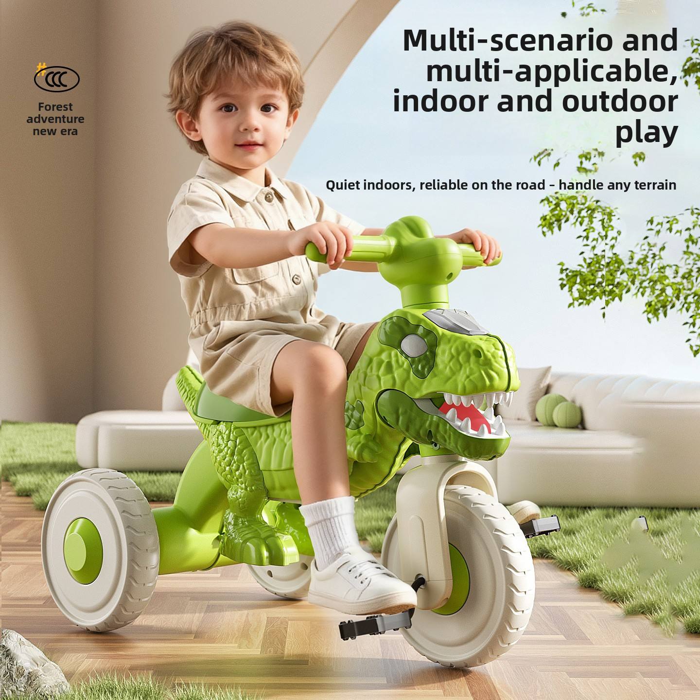 2026 New Children's Dinosaur Rider 3-14 Years Old Plastic Three-wheeled Sliding