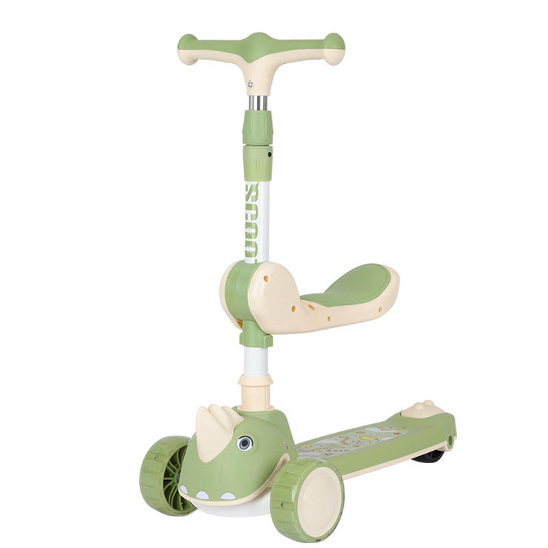 Children's Scooter Anti-Rollover 1-6 Years Old Plastic 3-Wheel Installation-Free Foldable Balance Scooter Seat Included